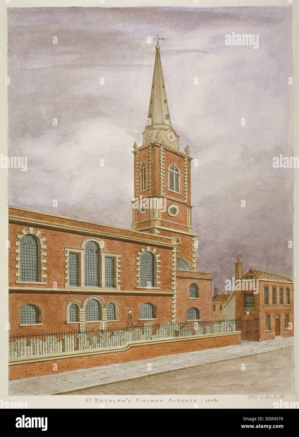 Église de St Botolph, Aldgate, ville de Londres, 1806. Artiste : Valentine Davis Banque D'Images