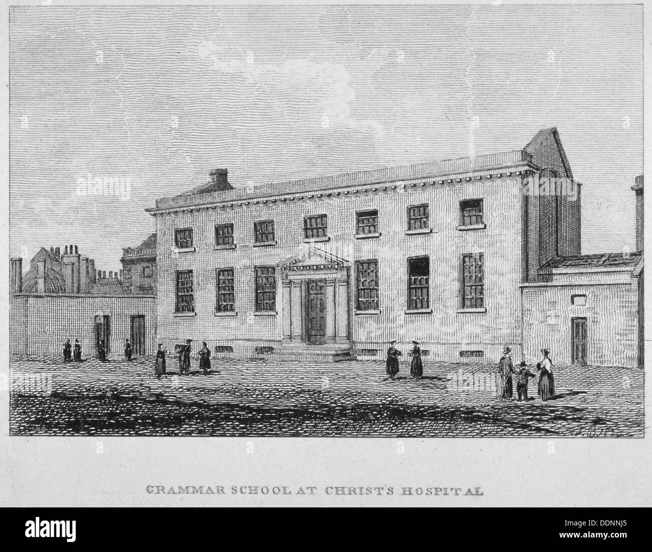 Vue de l'école de grammaire au Christ's Hospital, ville de Londres, 1823. Artiste : JB Banque D'Images