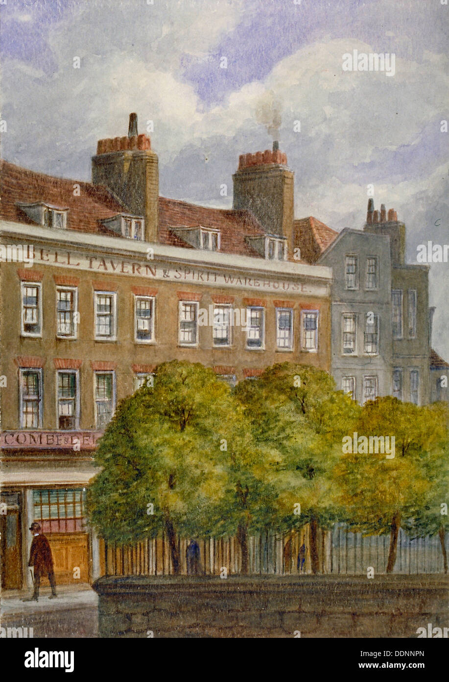 Vue de la Bell Tavern, ligne de l'Église, Aldgate, ville de Londres, 1870. Artiste : JT Wilson Banque D'Images