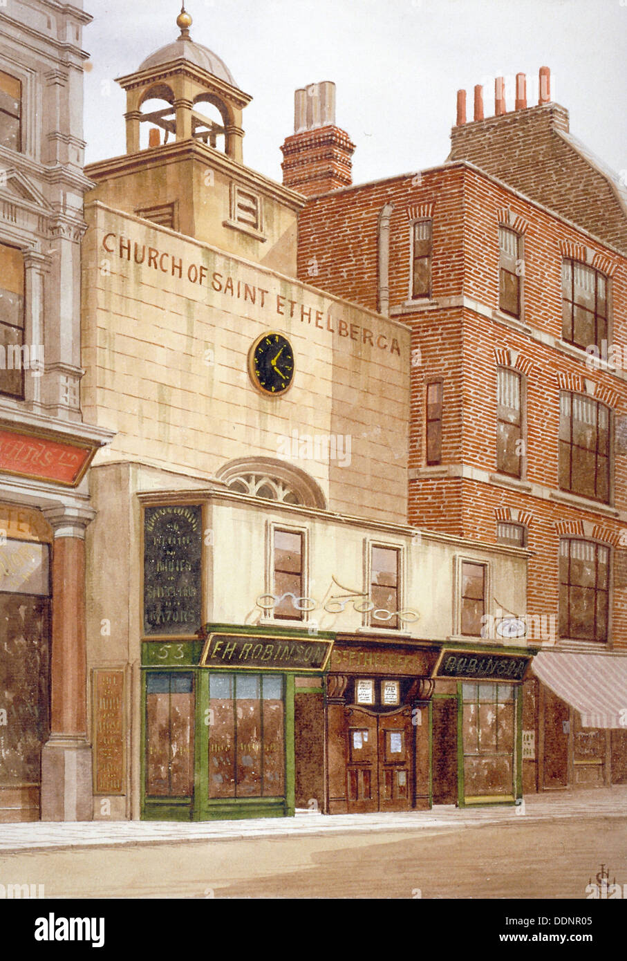 Église de St Ethelburga-la-Vierge dans Bishopsgate, City of London, 1860. Artiste : JL Stewart Banque D'Images