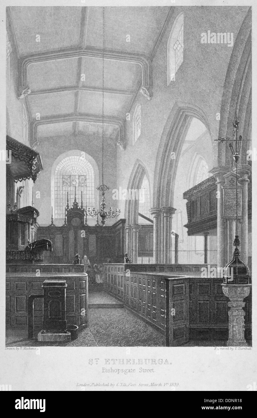 Église de St Ethelburga-la-Vierge dans Bishopsgate, City of London, 1860. Artiste : T Turnbull Banque D'Images
