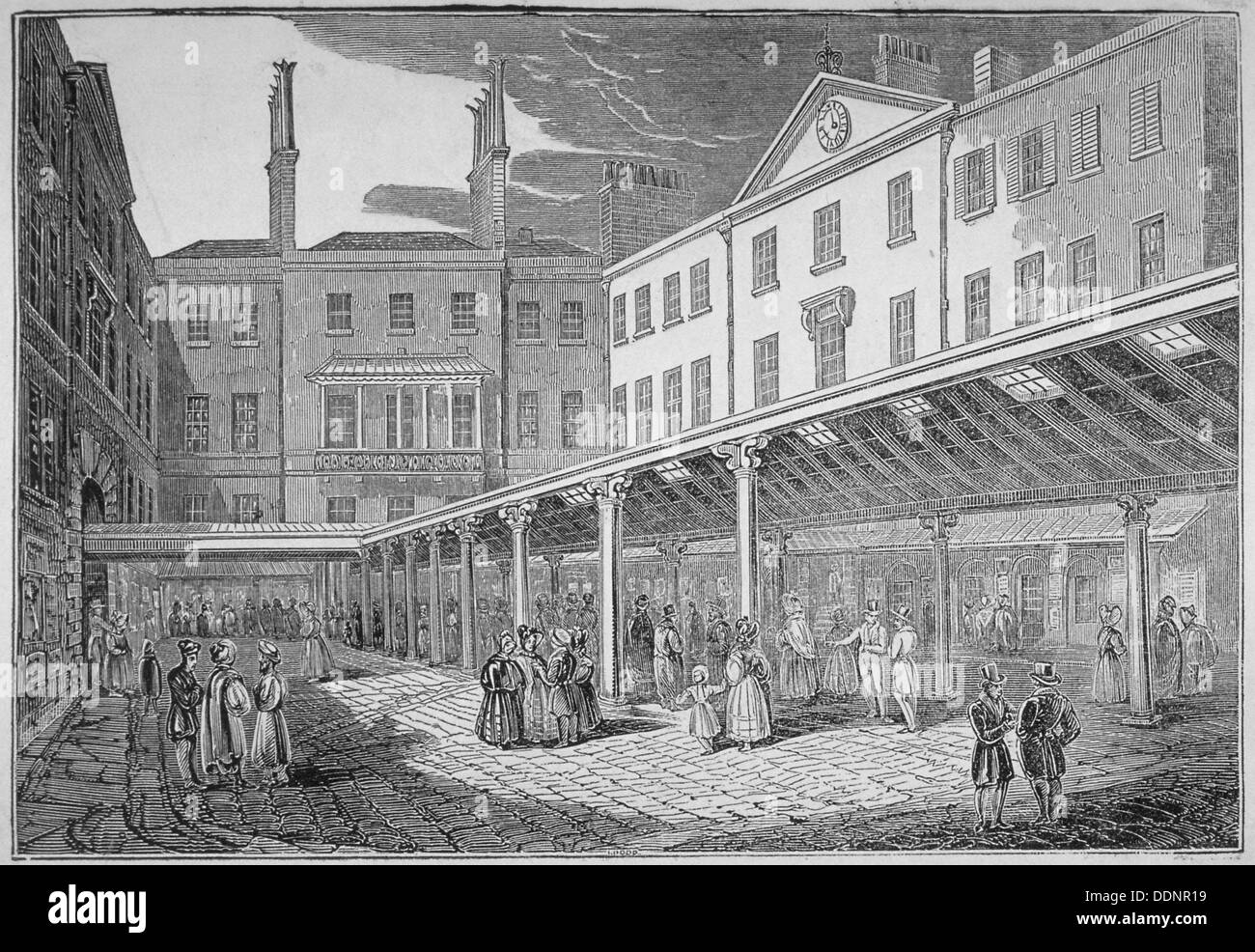 Bureau de l'accise, Old Broad Street, City of London, 1838. Artiste : Anon Banque D'Images