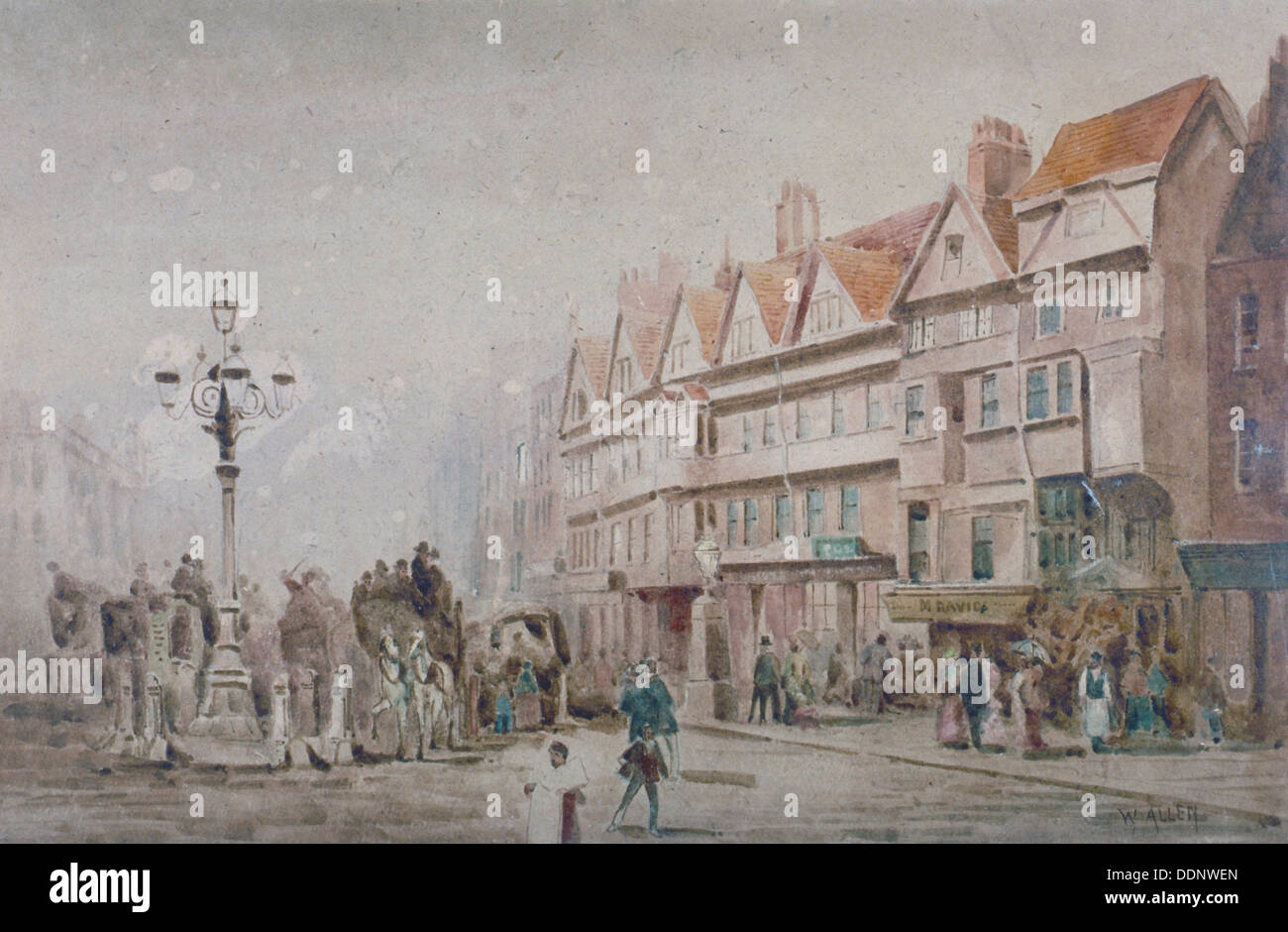 Voir l'est le long du côté sud de Holborn et stable Inn, Londres, 1860. Artiste : W Allen Banque D'Images