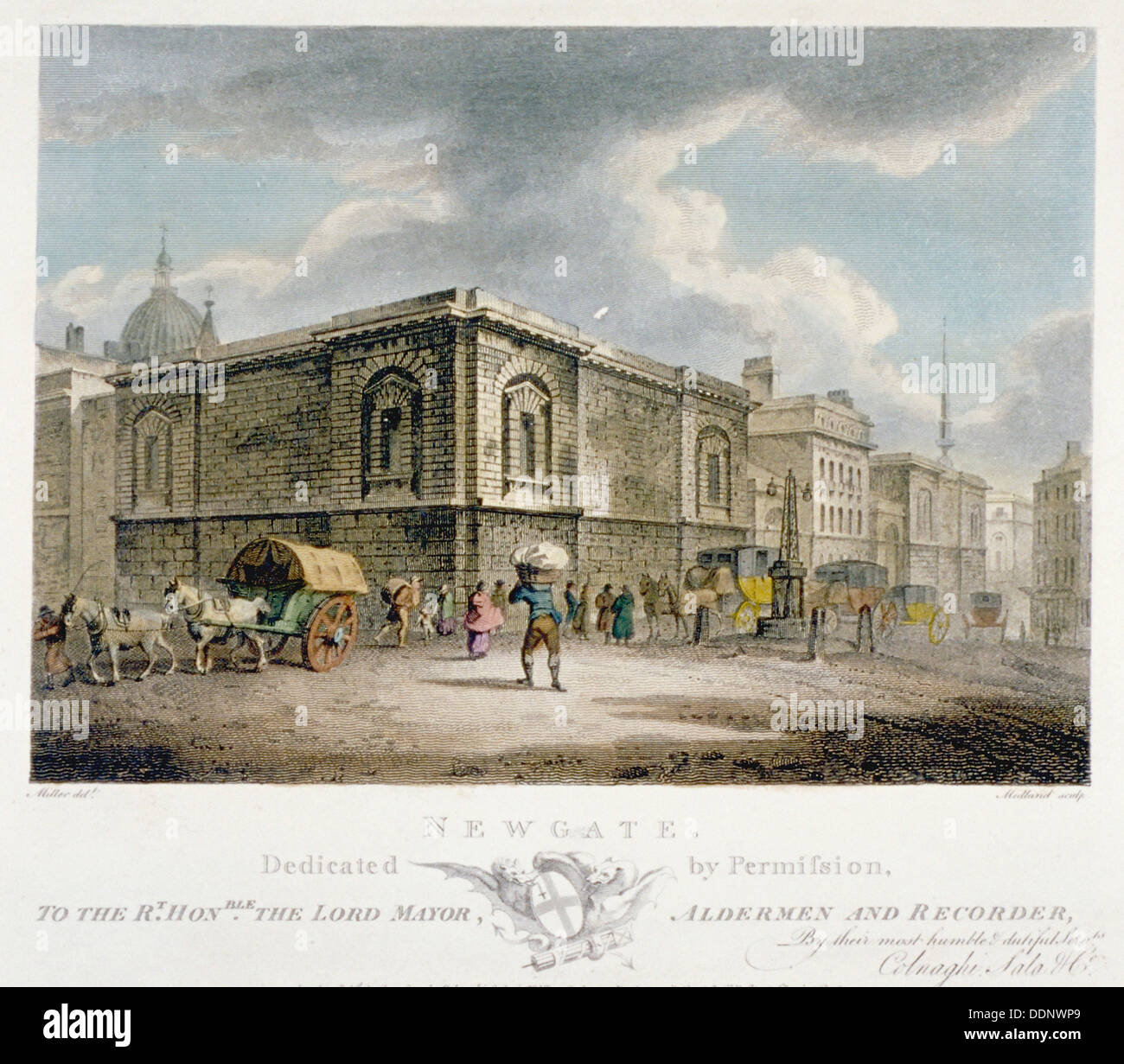 La prison de Newgate, Old Bailey, ville de Londres, 1800. Artiste : Thomas Medland Banque D'Images