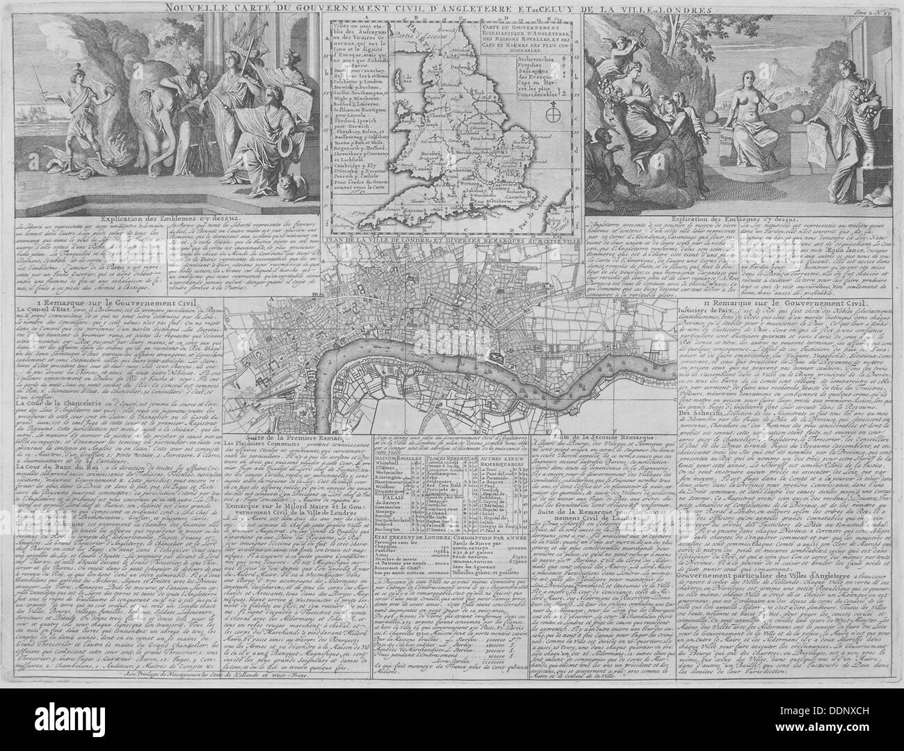 Cartes de l'Angleterre, Pays de Galles et Londres, 1718. Artiste : Anon Banque D'Images