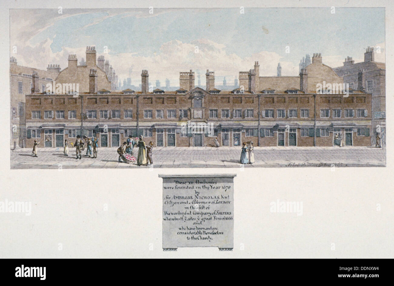 Salters l' Hospices dans Monkwell Street, City of London, 1818. Blemmell Schnebbelie Artiste : Robert Banque D'Images