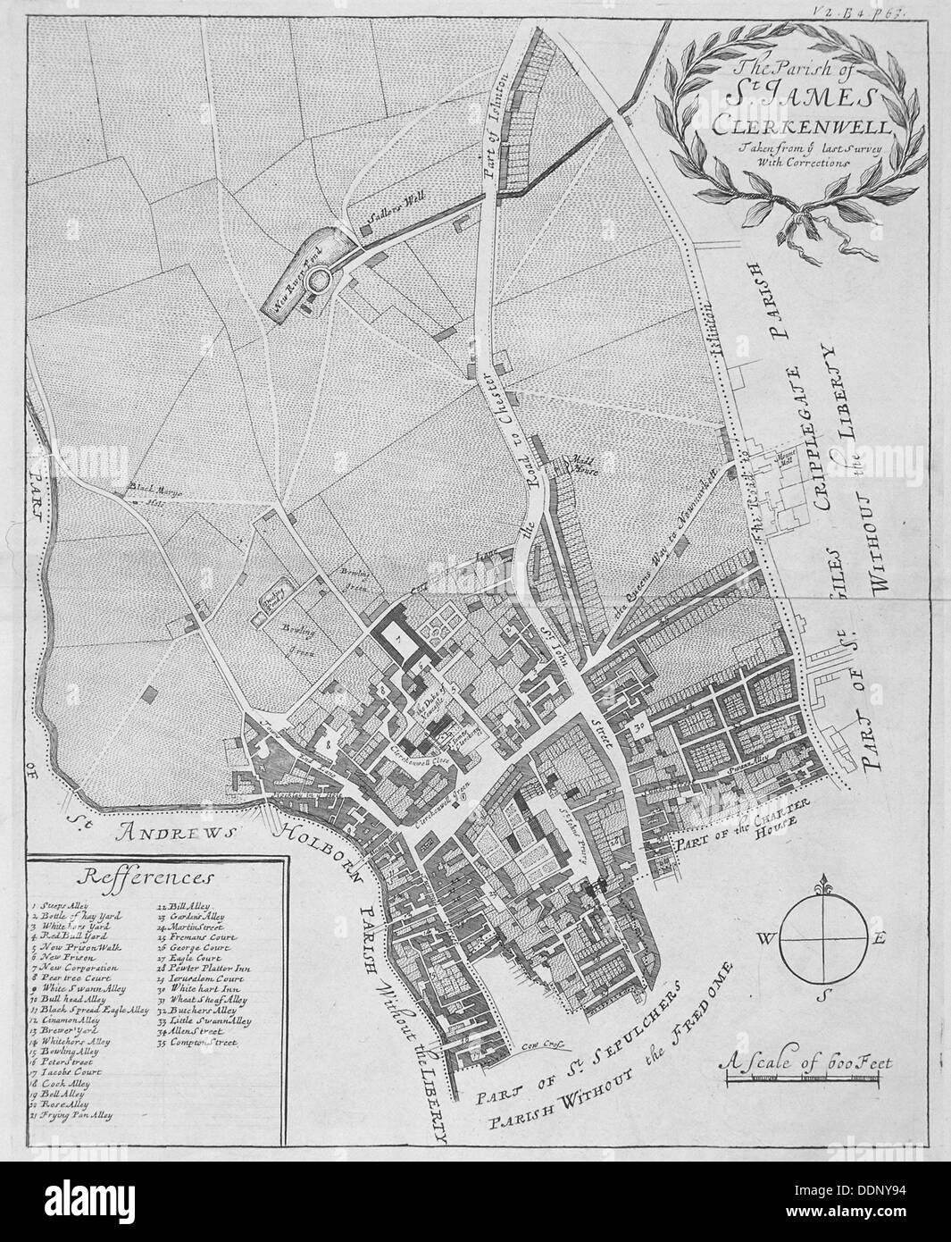 Clerkenwell map Banque d'images noir et blanc - Alamy