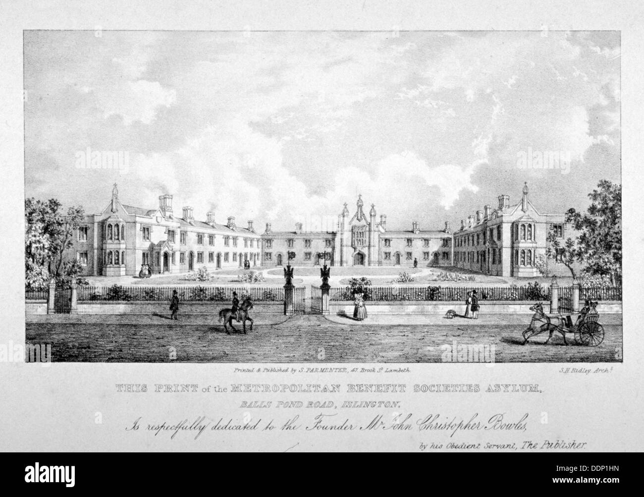 La région métropolitaine d'asile des sociétés de boules, Pond Road, Islington, Londres, c1835. Artiste : Anon Banque D'Images