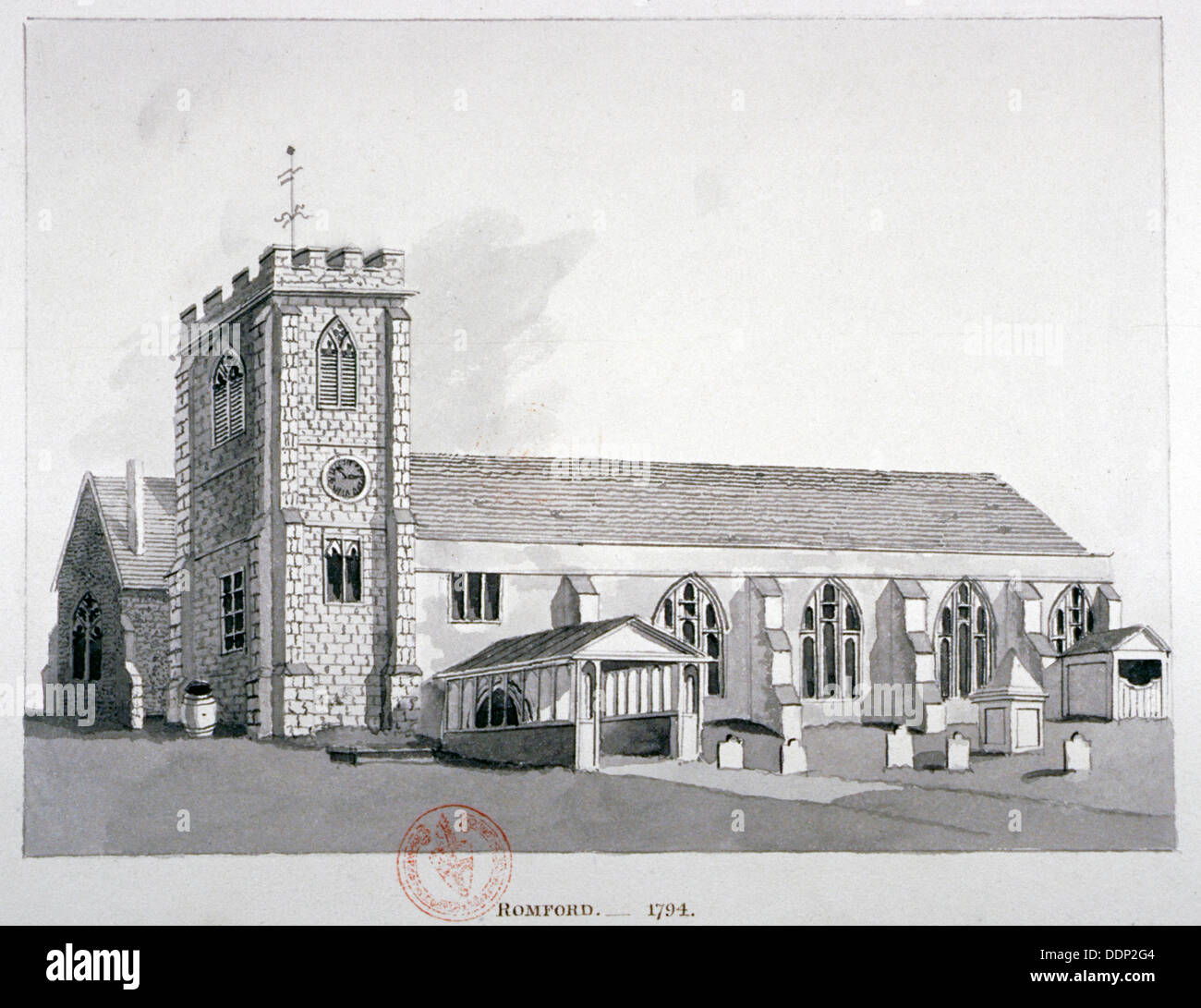 Eglise de saint Édouard le Confesseur, Romford, Essex, c1800. Artiste : Anon Banque D'Images