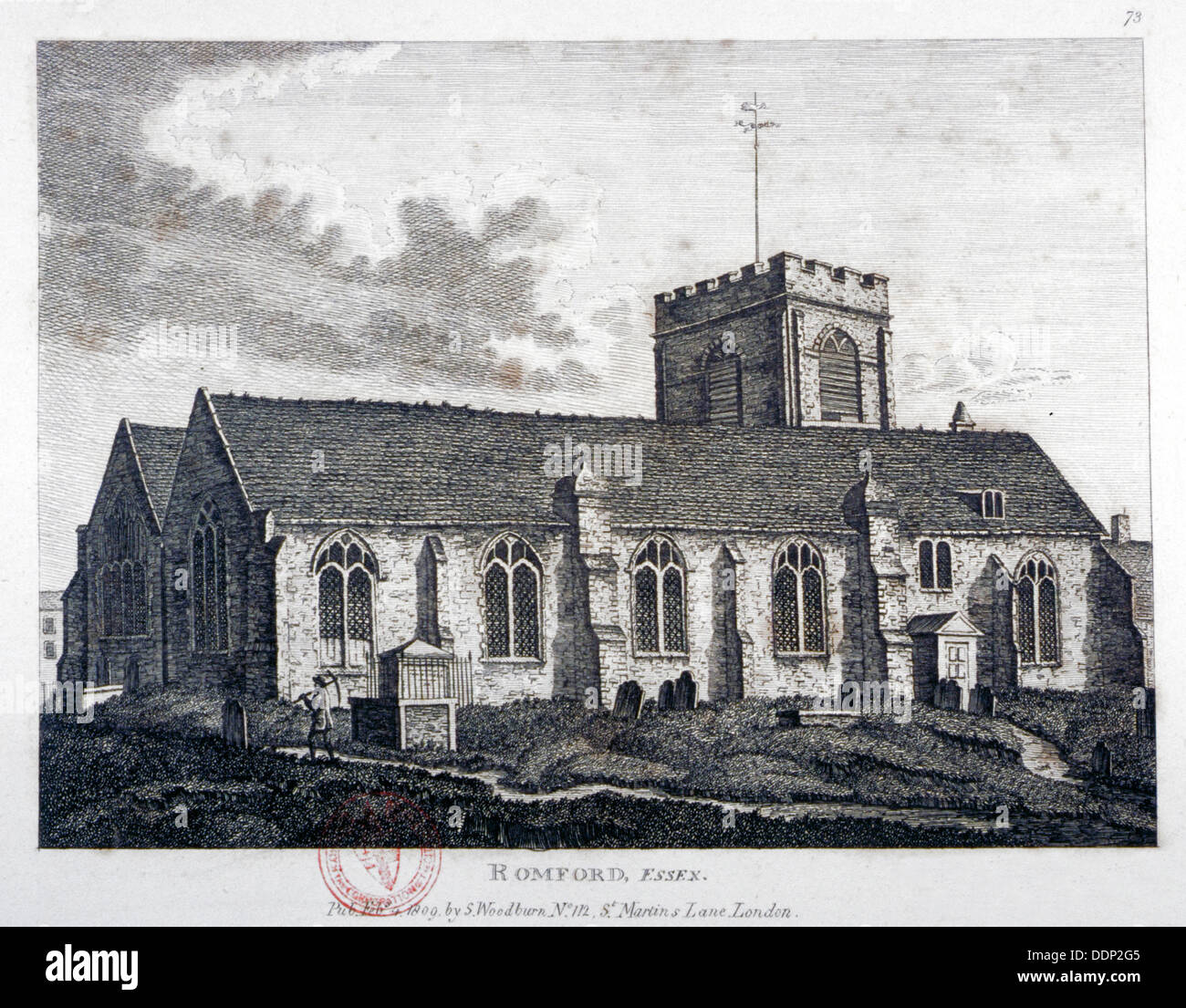 Eglise de saint Édouard le Confesseur, Romford, Essex, 1809. Artiste : Anon Banque D'Images