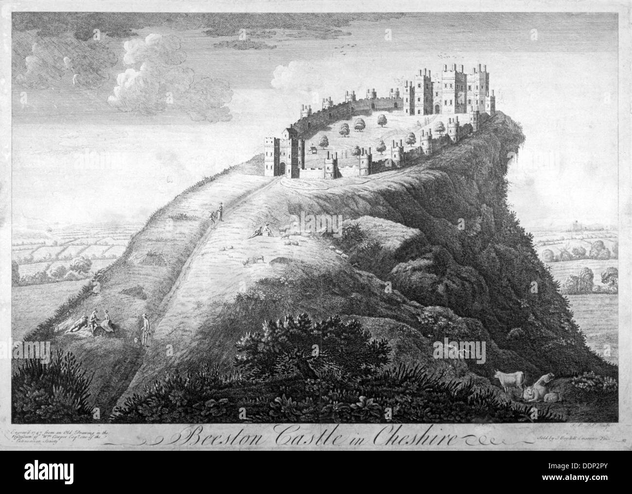 'Château de Beeston Cheshire', 1747. Artiste : John Boydell Banque D'Images