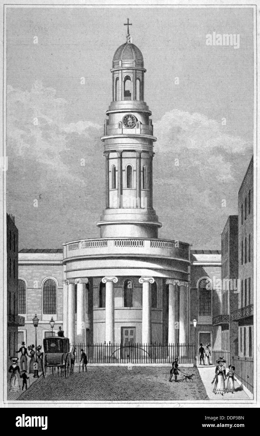 L'église St Mary, Bryanston Square, Marylebone, London, c1825. Artiste : Anon Banque D'Images