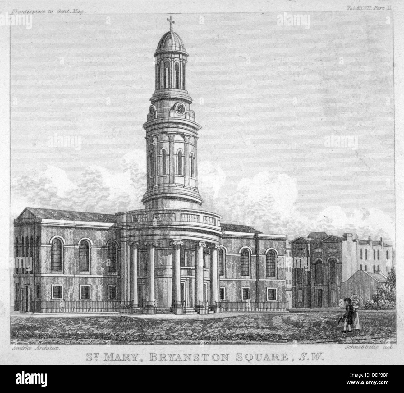 L'église St Mary, Bryanston Square, Marylebone, London, c1825. Artiste : Anon Banque D'Images