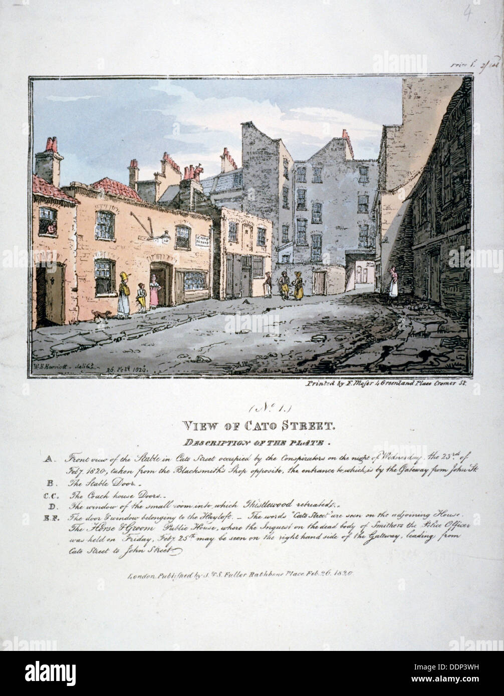 Cato Street, Marylebone, Londres, 1820. Artiste : F Moser Banque D'Images