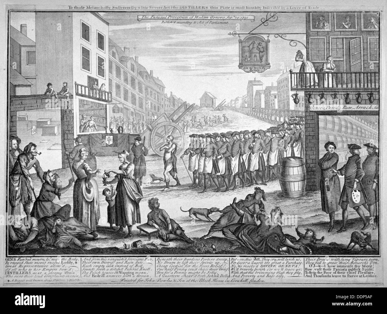 Mock procession funéraire à Soho, Londres, 1751. Artiste : Anon Banque D'Images