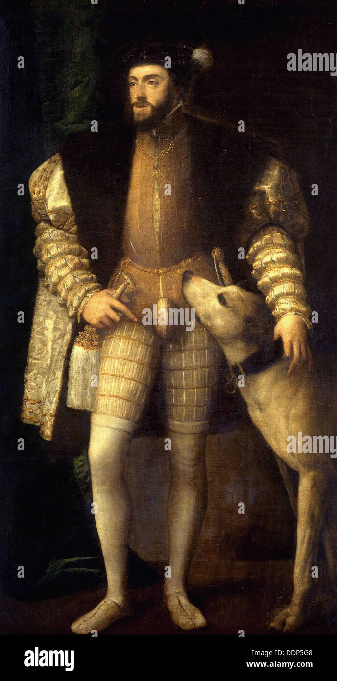 Tiziano - Portrait de Charles Quint - XVI ème siècle - Musée du Prado - Madrid Banque D'Images