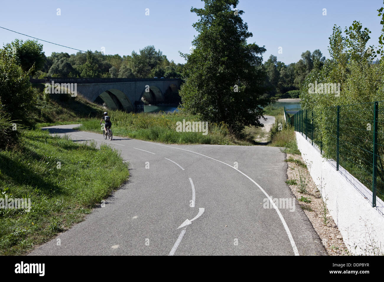 Via Rhôna le cycle trek entre Genève et méditerranéens,en cours Banque D'Images