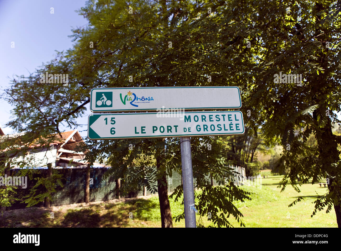 Via Rhôna le cycle trek entre Genève et méditerranéens,en cours Banque D'Images