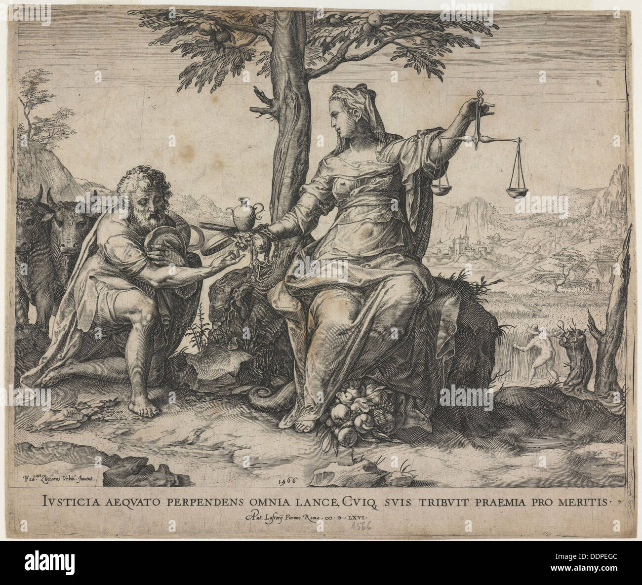 Les récompenses de la Justice, 1566. Artiste : Cort, Cornelis (1533-1578) Banque D'Images