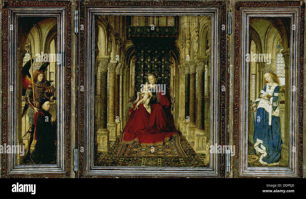 Le retable de Dresde (triptyque), 1437. Artiste : Jan van Eyck (1390-1441) Banque D'Images
