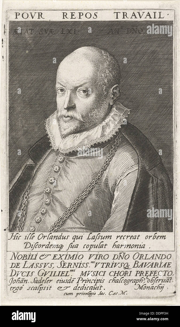 Portrait du compositeur Orlando di Lasso (1532-1594), 1593. Artiste : Sadeler, Jan (Johannes), l'ancien (1550-1600)) Banque D'Images