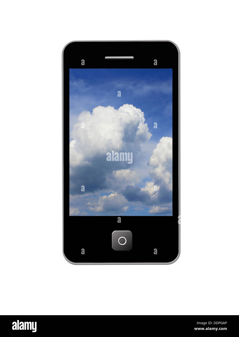 Image de téléphone mobile moderne avec image de nuages pittoresque Banque D'Images