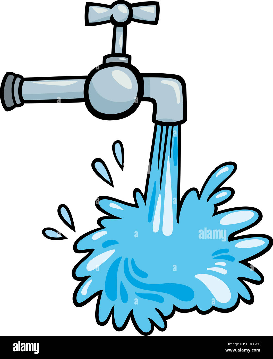 Cartoon Illustration de robinet avec de verser de l'eau Clip Art Photo  Stock - Alamy