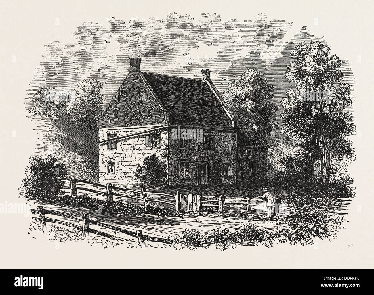 OLD DUTCH HOUSE, LONG ISLAND, NEW YORK, États-Unis d'Amérique, US, USA, 1870 Gravure Banque D'Images