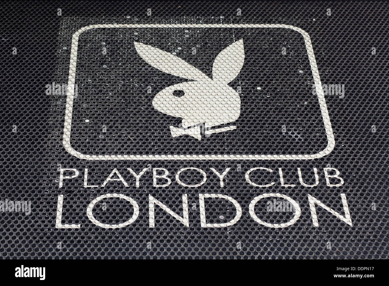 Paillasson à l'entrée de la Playboy Club London Banque D'Images