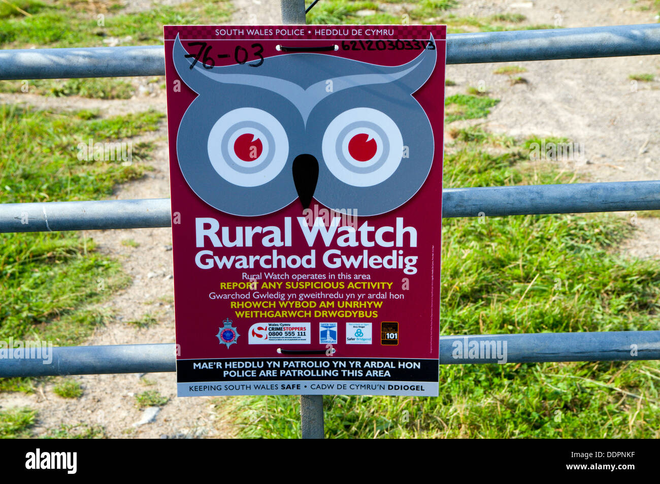 Signe de surveillance rurale, St Donats, Llantwit Major, Vale of Glamorgan, Pays de Galles, Royaume-Uni. Banque D'Images