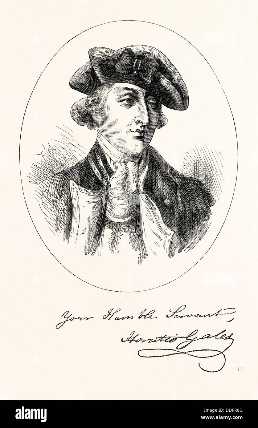 PORTRAIT ET autographe du général Horatio Gates, qui était un ancien soldat britannique qui a servi comme un général américain Banque D'Images