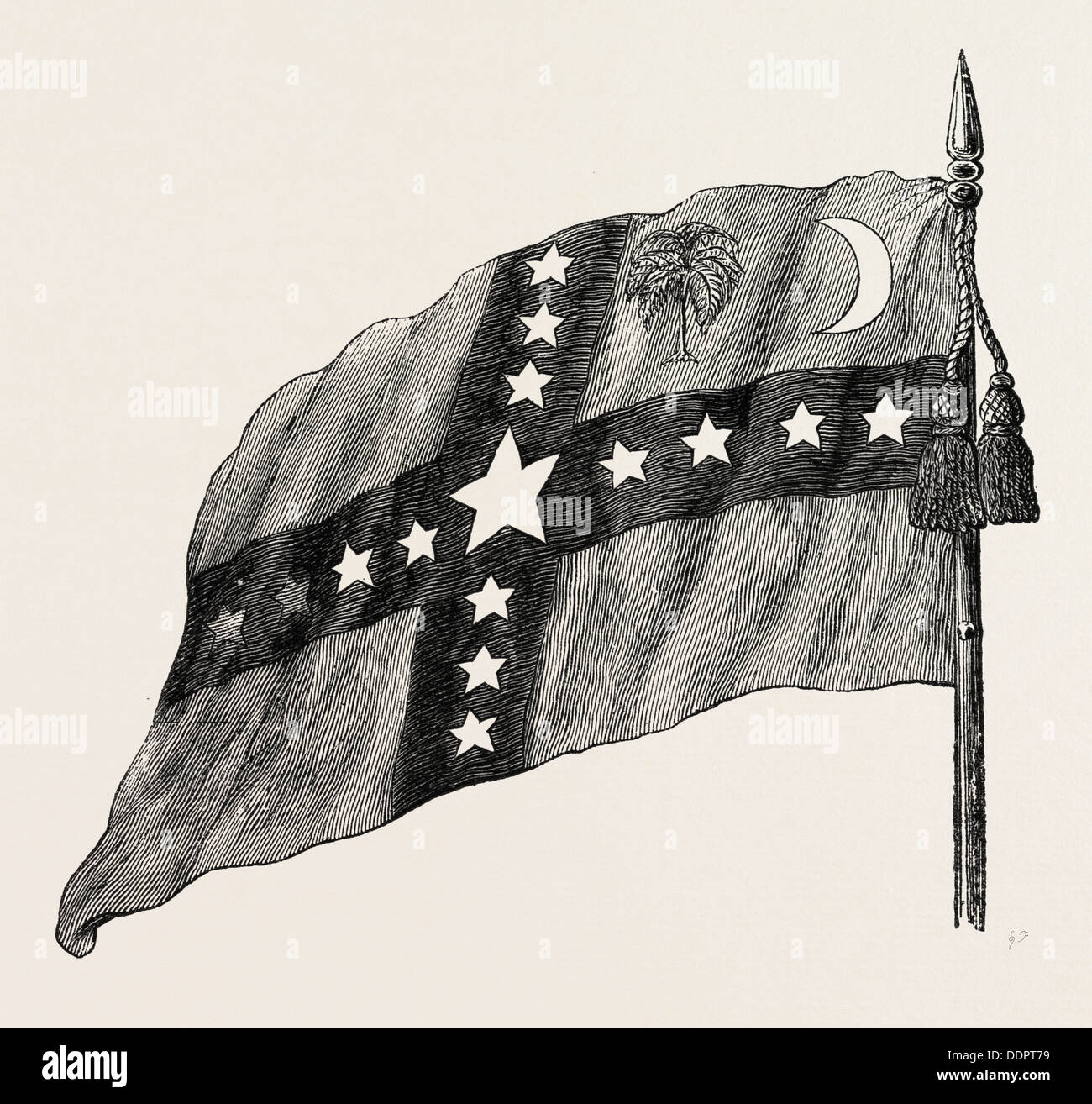 Le DRAPEAU DE LA CAROLINE DU SUD, États-Unis d'Amérique, l'histoire américaine, US, USA, 1870 Gravure Banque D'Images