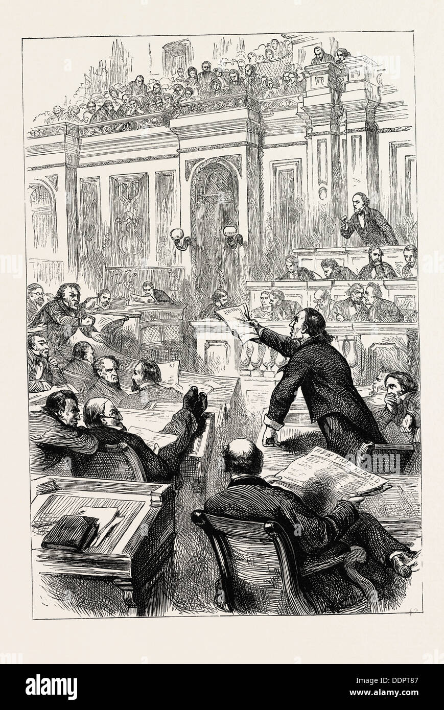 Scène DANS LA CHAMBRE DES REPRÉSENTANTS, UNITED STATES OF AMERICA, US, USA, 1870 Gravure Banque D'Images