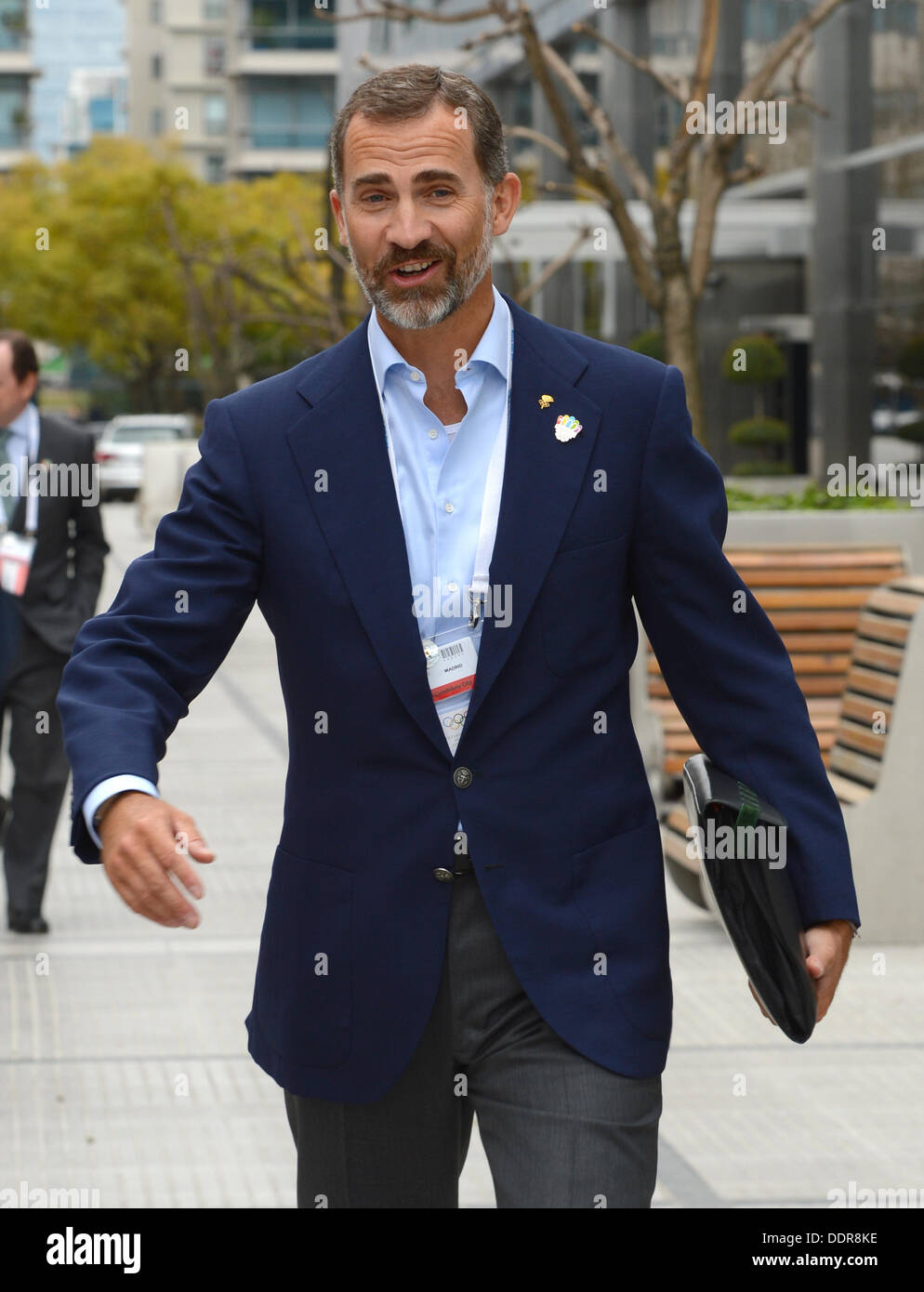 Buenos Aires, Argentine. Le 05 août, 2013. L'Espagnol Prince Felipe est en route vers un restaurant à proximité de l'hôtel Hilton à Buenos Aires, Argentine, 05 septembre 2013. Le Comité International Olympique (CIO) élira la ville hôte des Jeux Olympiques de 2020 au cours de la 125e Session du CIO. Photo : Arne Dedert/dpa dpa : Crédit photo alliance/Alamy Live News Banque D'Images