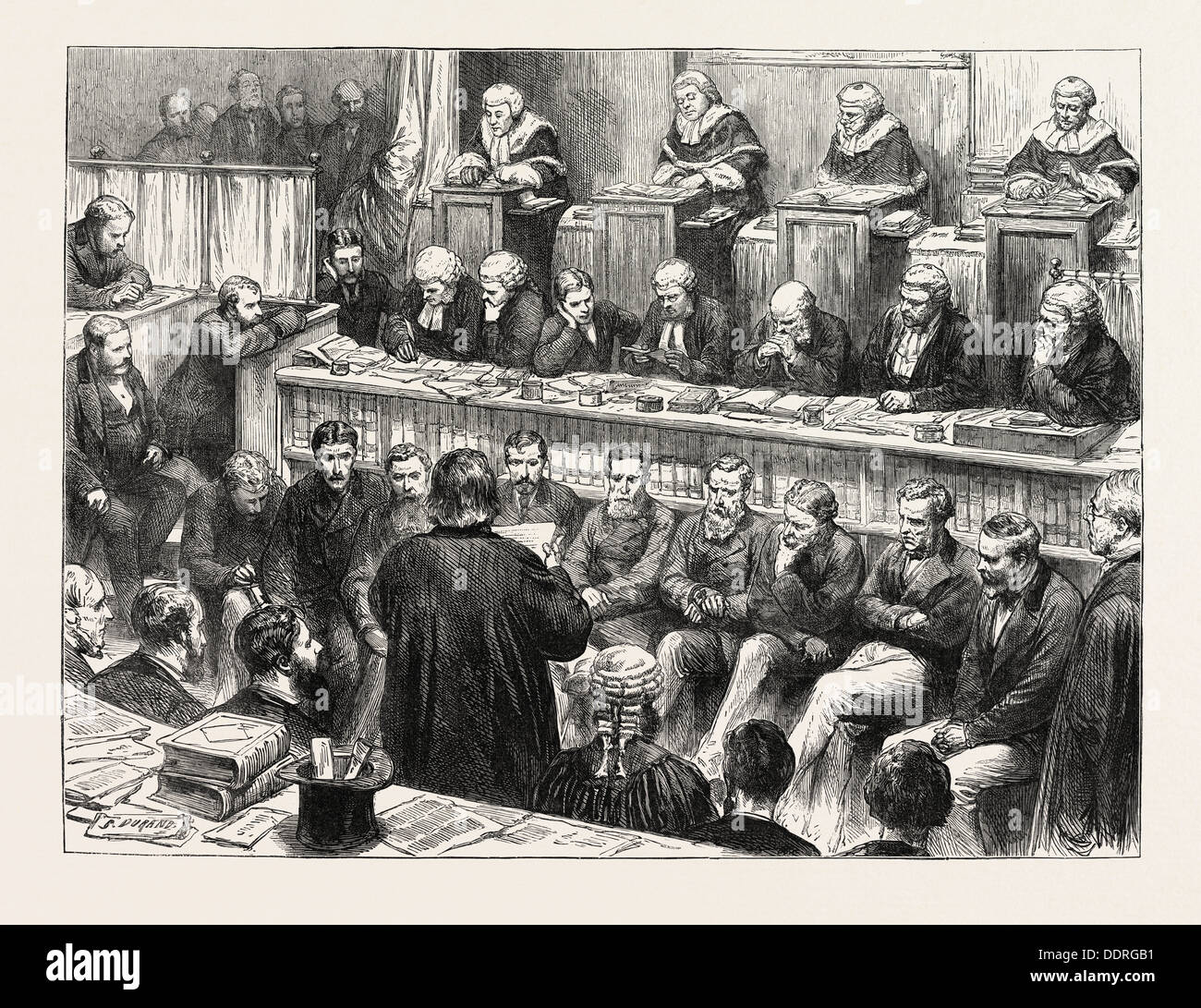 Outrage au tribunal : la Sainte-gertrude-PRESTATAIRE ET M. SKIPWORTH DANS LA COUR DU BANC DE LA REINE, 1873 Gravure Banque D'Images