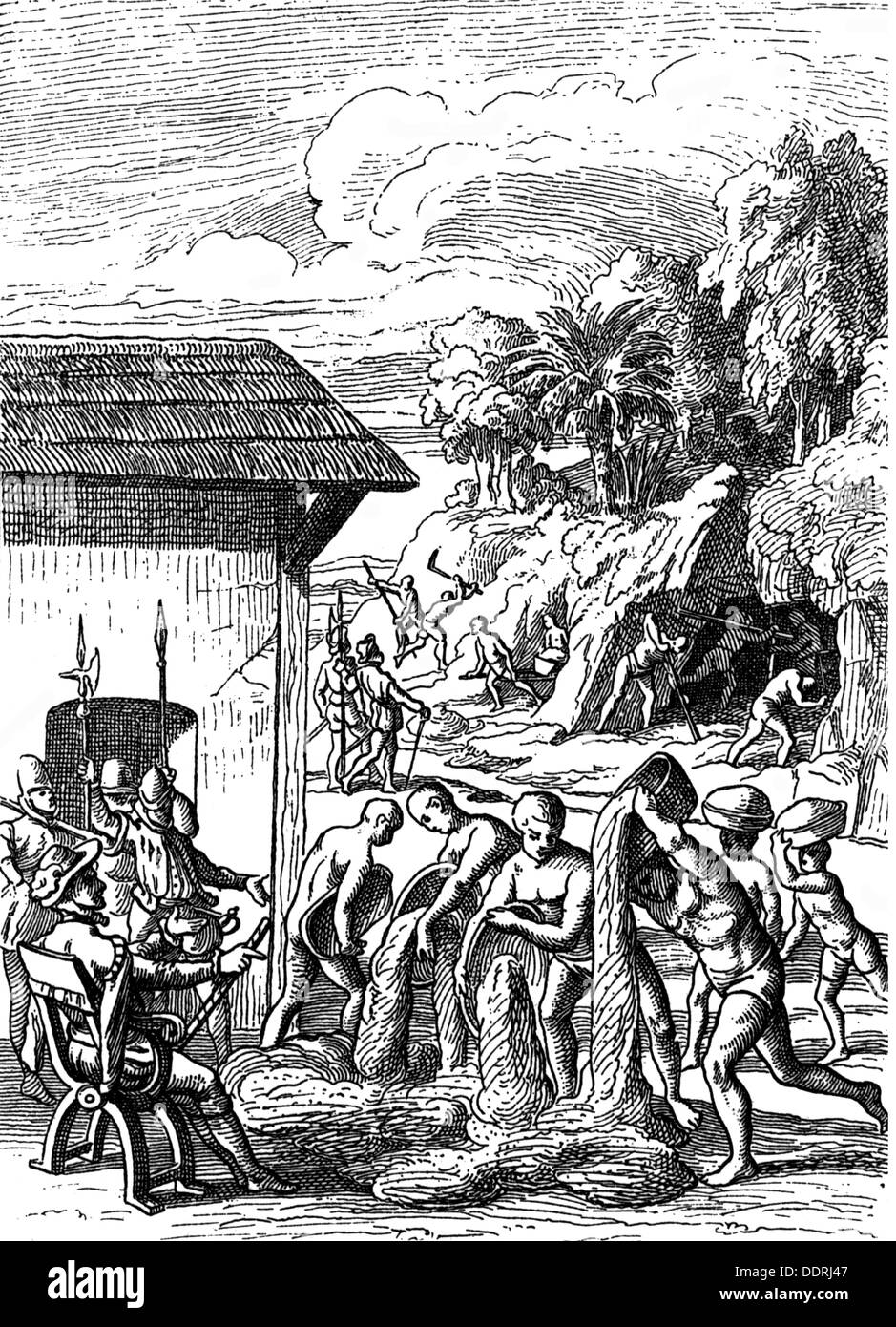 Metal, or, rouge à l'or des Indiens maîtres coloniaux espagnols, Cuba, après gravure sur cuivre, 16e siècle, la gravure sur bois, 19e siècle, 16e siècle, 19e siècle, graphique, graphiques, l'Amérique, des Caraïbes, de la mer des Caraïbes, du colonialisme, de la colonisation, de la colonisation, colonie, colonies, l'exploitation, métaux précieux, métaux précieux, or, la prospection d'or, quête de l'or, la recherche d'or, gold mining, demi-longueur, assis, debout, assis, les autochtones, les autochtones, les populations autochtones, habitant, habitant, habitants, habitants, livrer, livrer, natu, d'auteur de l'artiste n'a pas à être effacée Banque D'Images
