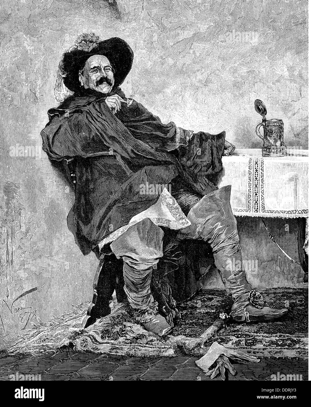 Littérature, poème, 'Capitano Molena', après peinture par Francesco Vinea (1845 - 1902), 1878, gravure sur bois, fin du XIXe siècle, droits additionnels-Clearences-non disponible Banque D'Images