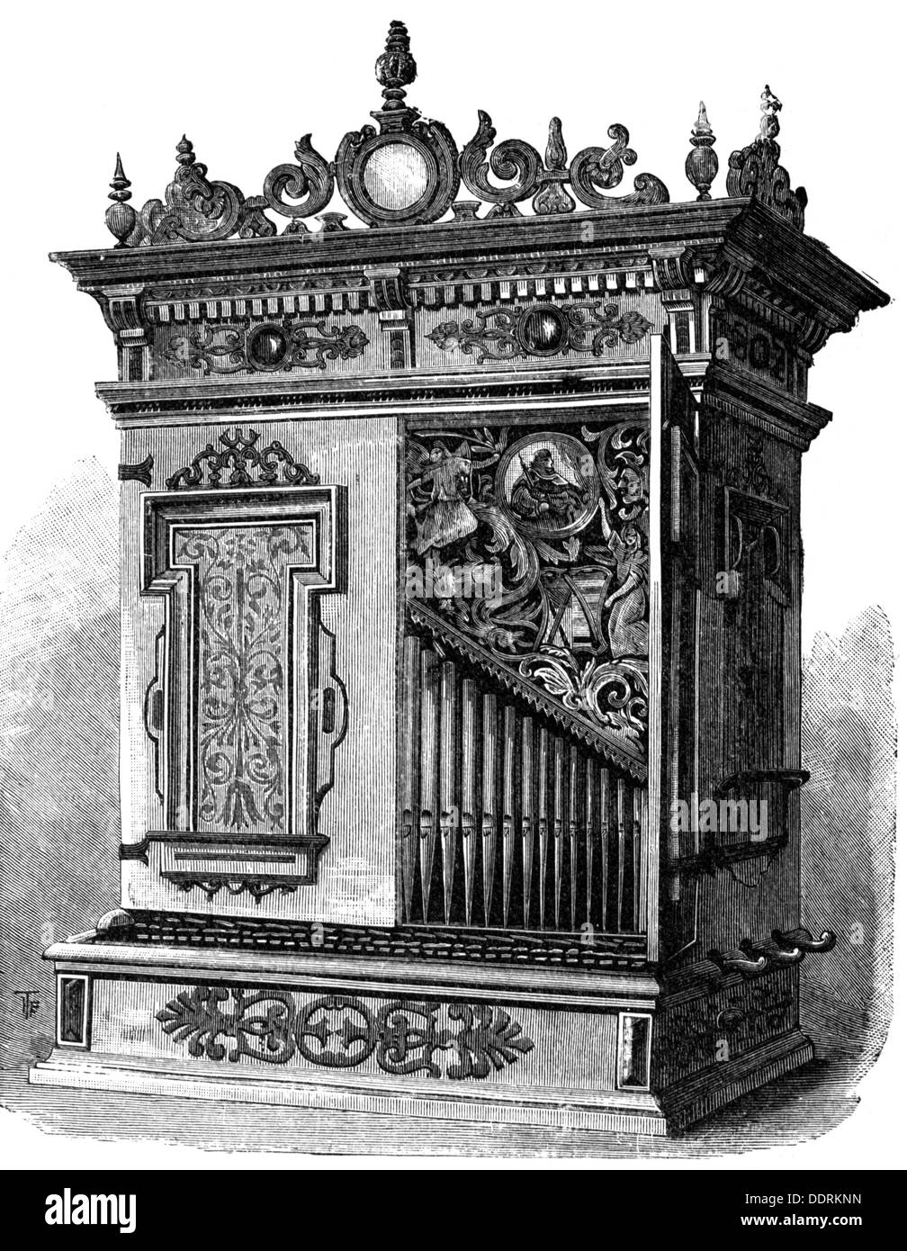 Musique, instruments, instrument de clavier, orgue, orgue du XVIIe siècle, gravure en bois, 19e siècle, pipe d'orgue, tuyaux d'orgue, instrument de clavier, aerophone, baroque, artisanat, artisanat, artisanat, découpe, découpe, découpe, découpe, instruments de musique, instrument, instruments de musique, instruments, orgue, organes, historique, historique, historique, droits additionnels-Clearences-non disponible Banque D'Images