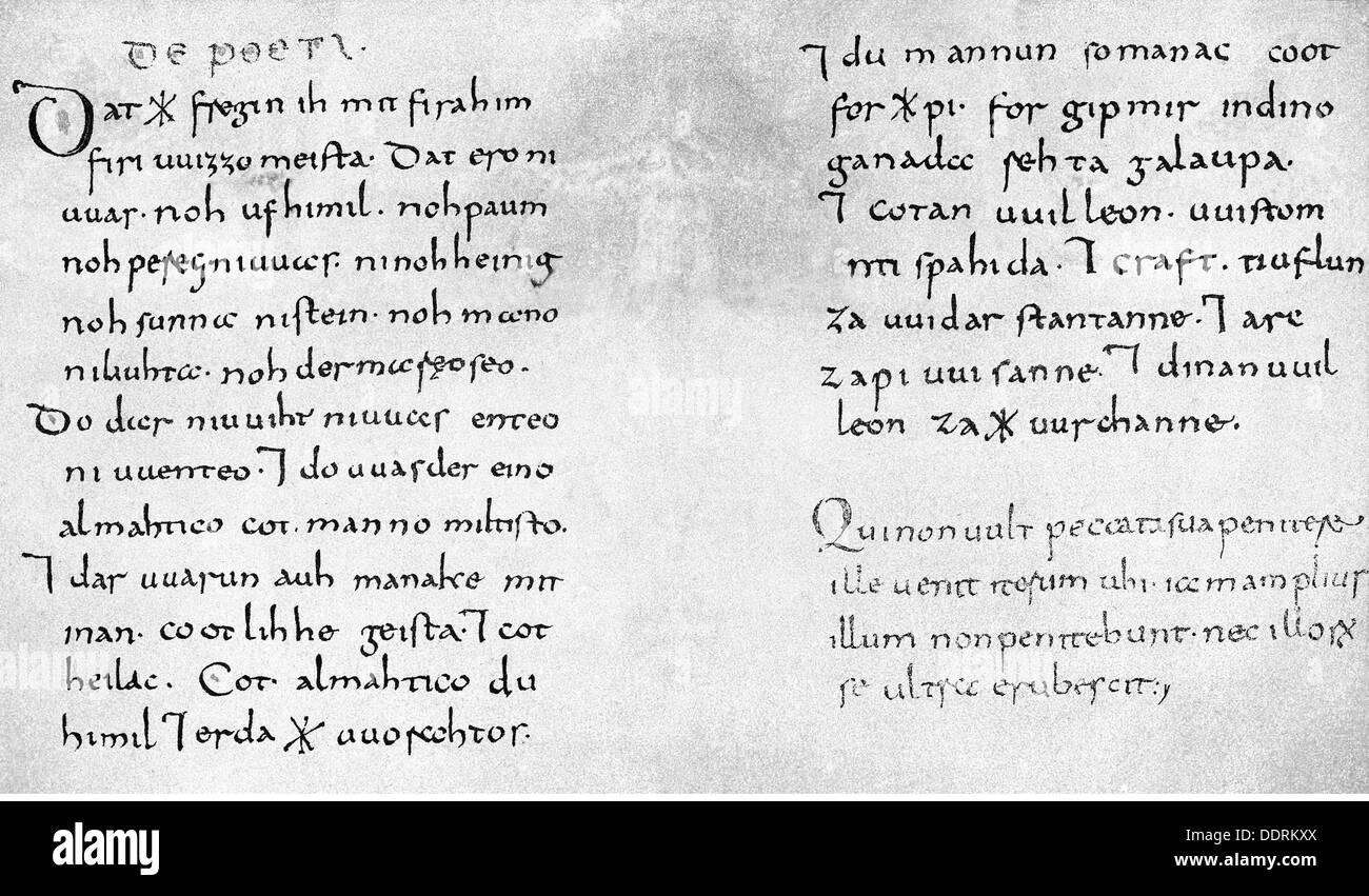 La prière La prière religion Christianisme Wessobrunn circa 790 814 manuscrits vers 8e siècle moyen-âge médiéval médiévale Banque D'Images