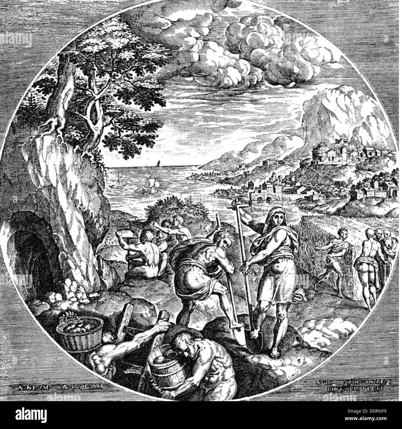 La religion, le monde antique, la mythologie grecque, "L'AGE D'Argent' (âge d'argent), après gravure sur cuivre par Philipp Galle (1537 - 1612), gravure sur bois, 19e siècle, l'artiste n'a pas d'auteur pour être effacé Banque D'Images