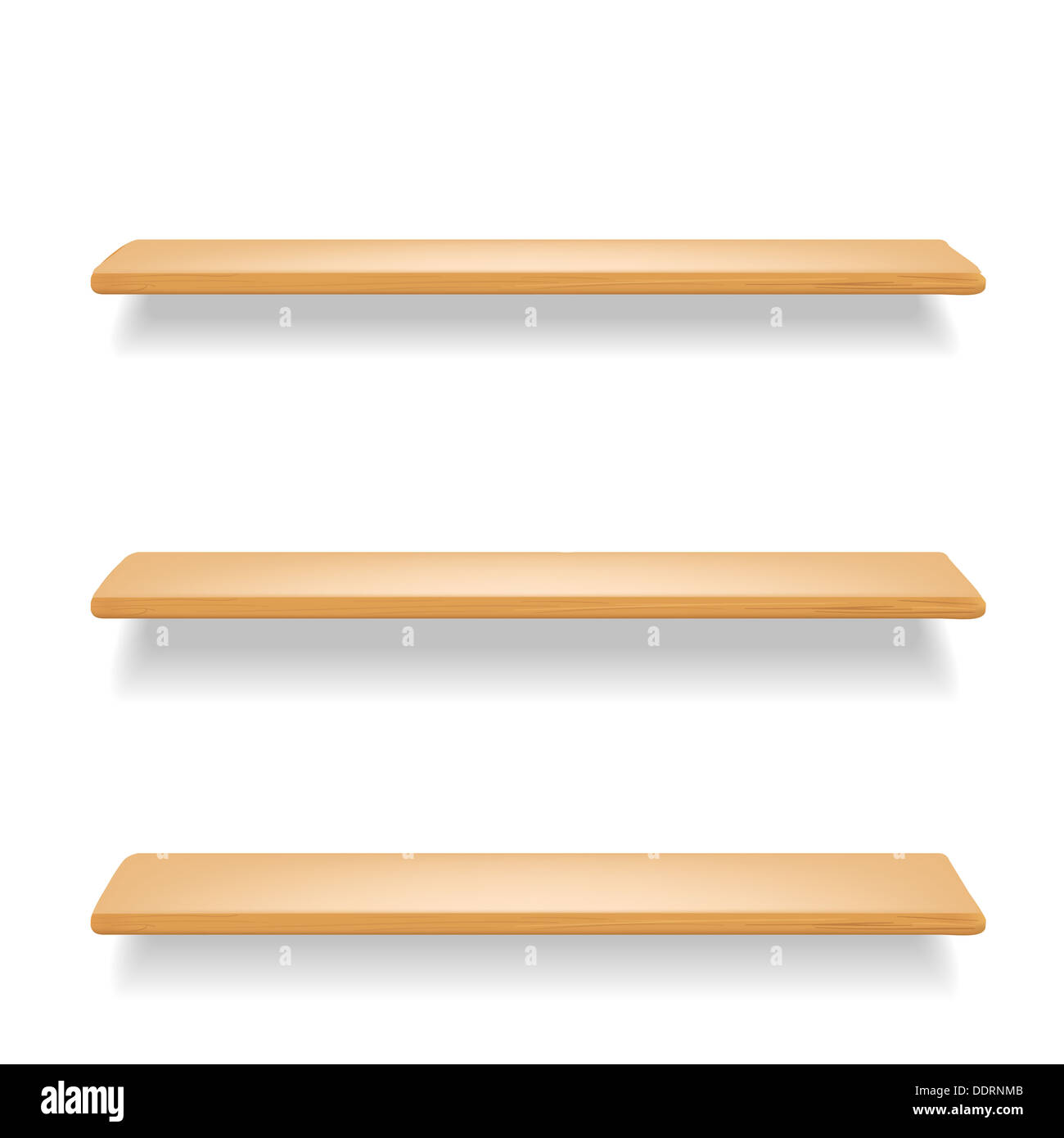 Étagères en bois sur fond blanc Banque D'Images
