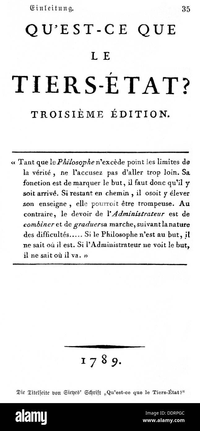 Qu'est Ce Que Le Tiers état Sieyes Commentaire