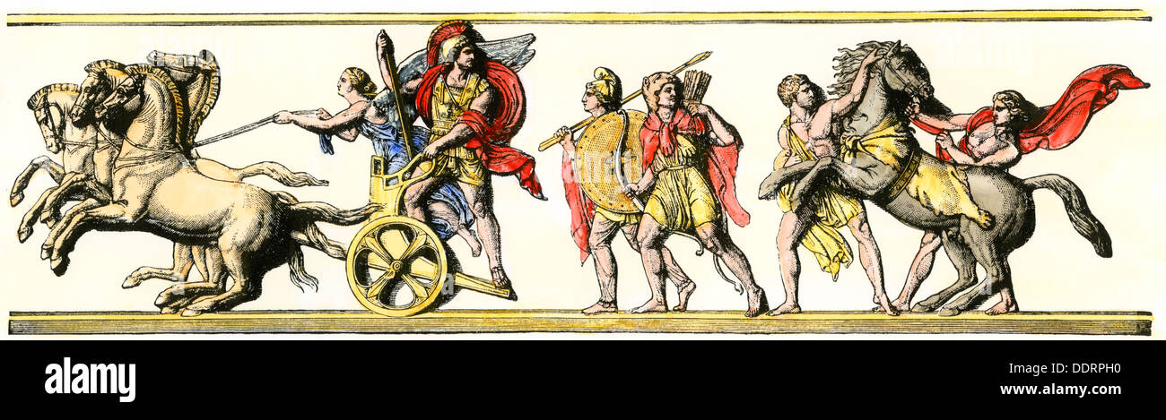 L'entrée triomphale d'Alexandre le Grand à Babylone. À la main, gravure sur bois Banque D'Images