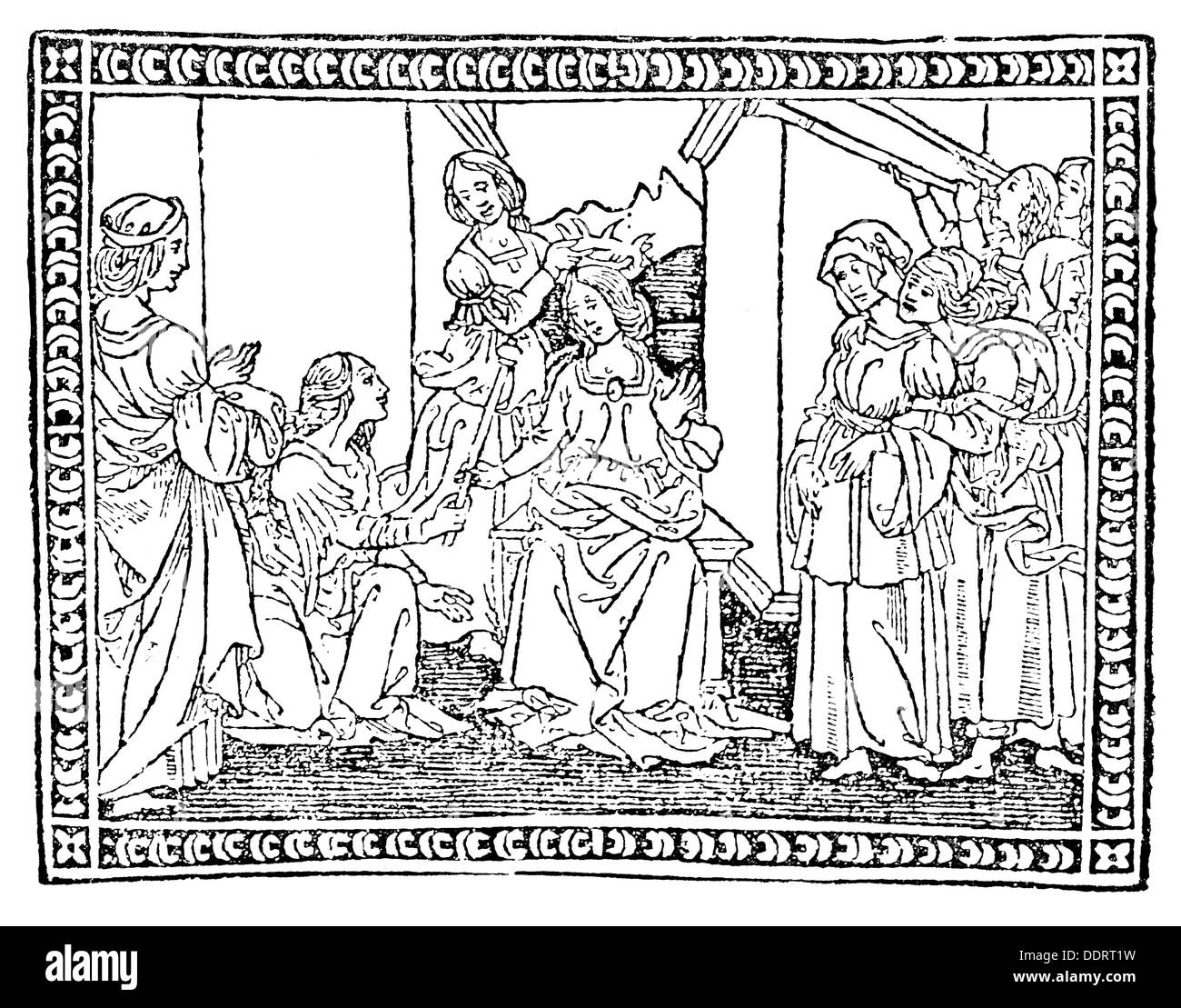 Pulci, Luigi, 15.8.1432 - 11.11.1484, auteur/écrivain italien, œuvres, 'Morgante', coupe de bois, imprimer: Piero Pacini (UM 1440 - vers 1513), Florence, publié 23.1.1500, Banque D'Images