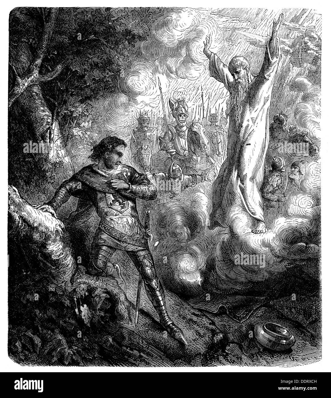 Littérature, El CID, illustration, apparition de Saint Lazare, lithographie de Gerlier, 19e siècle, droits additionnels-Clearences-non disponible Banque D'Images