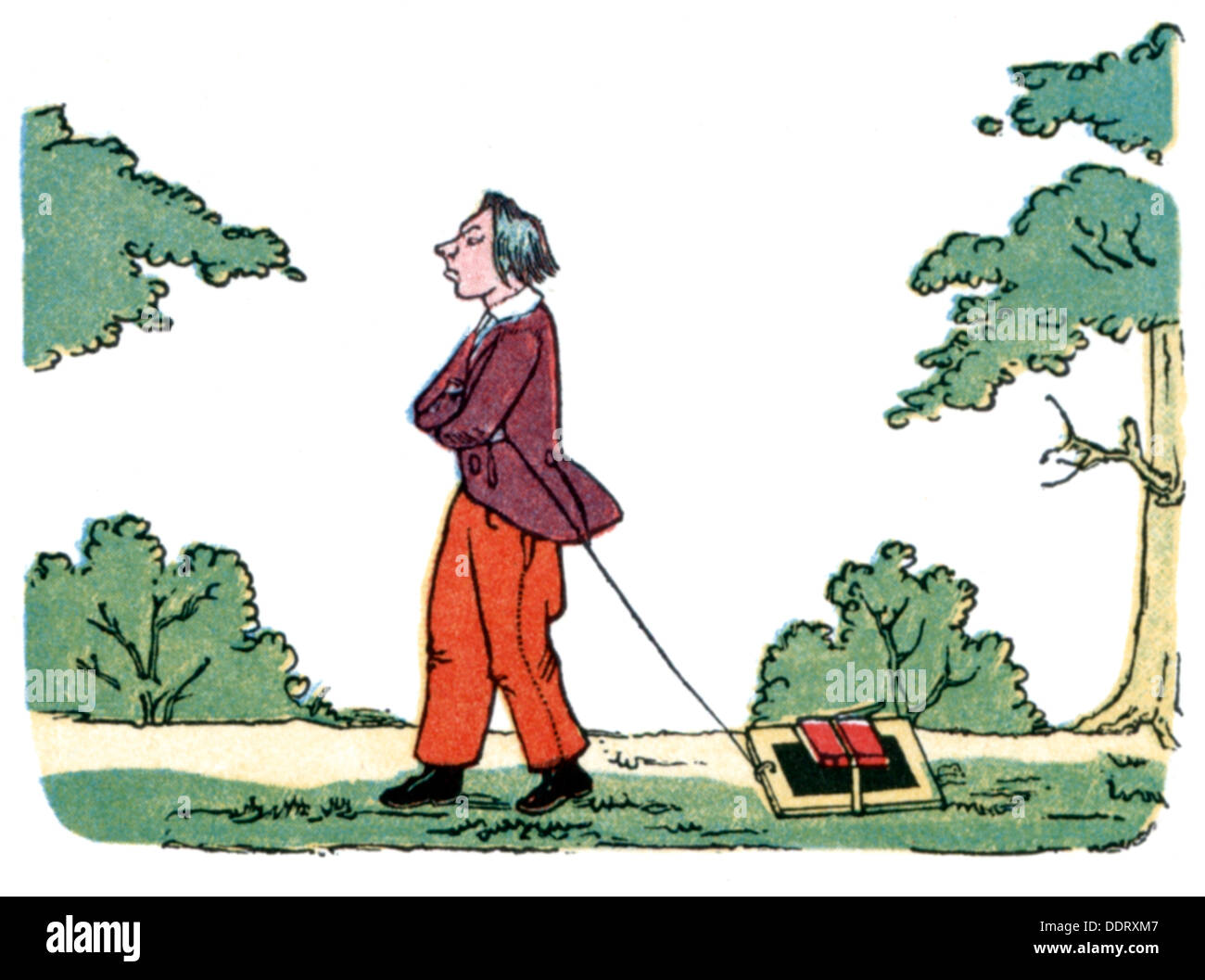 Littérature, 'Bastian der Faulpelz', par Heinrich Hoffmann (1809 - 1894), 1845, illustration, 1854, droits additionnels-Clearences-non disponible Banque D'Images