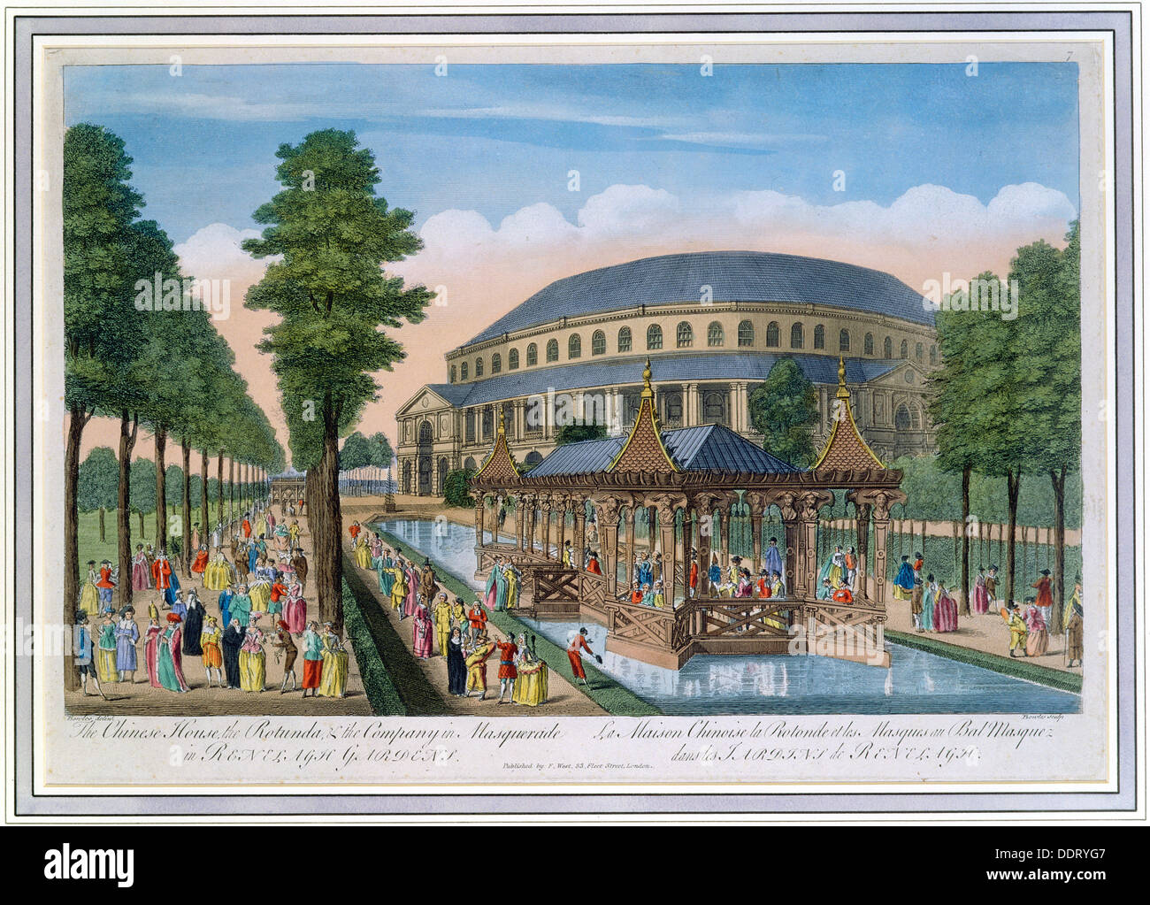 Chambre Chinoise, Rotunda et l'entreprise en mascarade, Ranelagh Gardens, Londres, 18e siècle. Artiste : John Bowles Banque D'Images