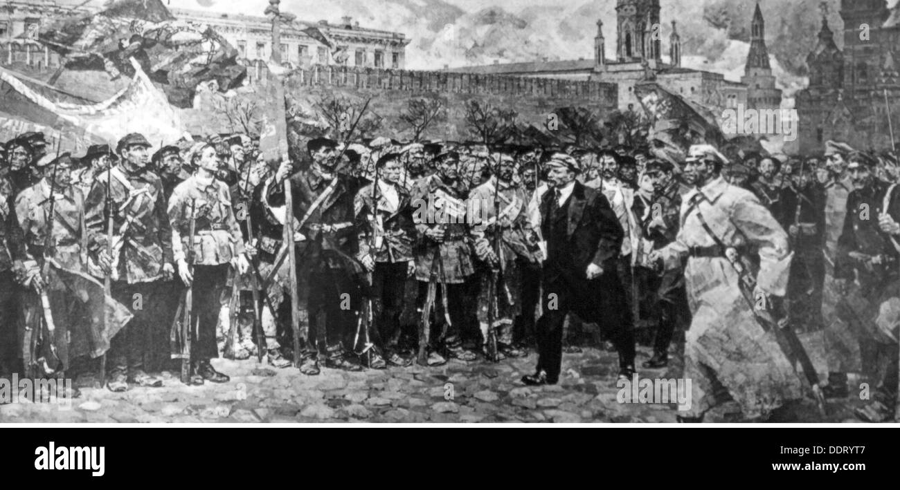 Lénine (Vladimir Ilyich Ulyanov), 22.4.1870 - 21.1.1924, politicien russe, « les solders de la Révolution », après peinture de Vladimir Kholuyev, 1964, Banque D'Images