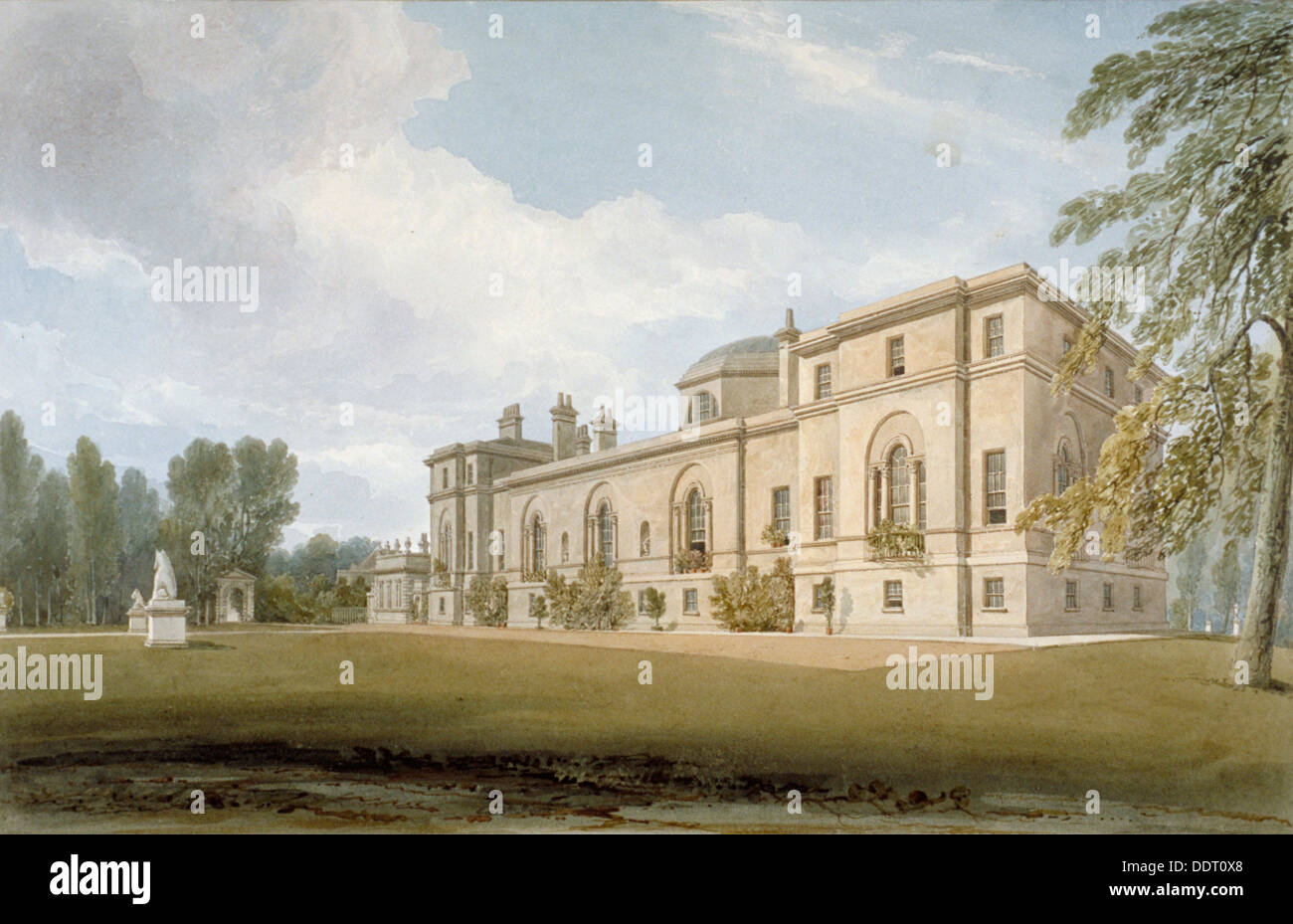 Vue nord-ouest de Chiswick House, Chiswick, Hounslow, London, 1822. Artiste : John Chessell Buckler Banque D'Images