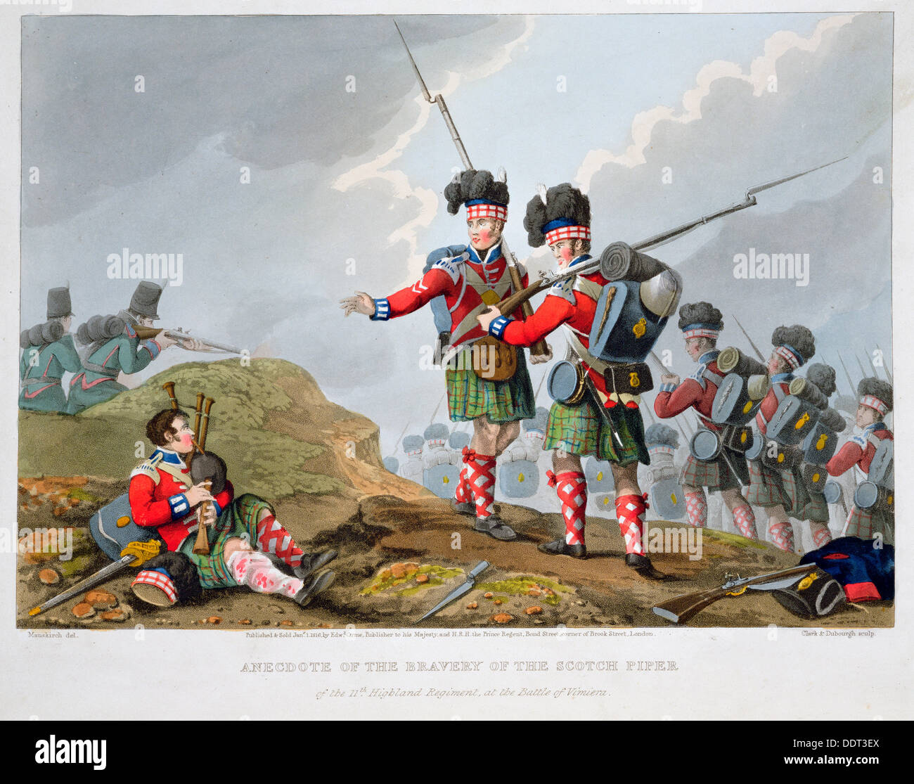 Les troupes de montagne à la bataille de Vimeiro, guerre d'Espagne, 1808 (1816). Artiste : Matthew Dubourg Banque D'Images